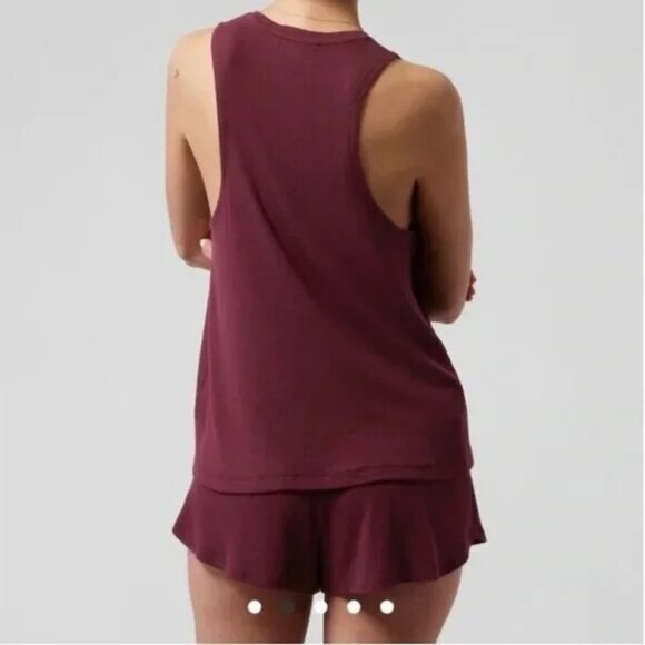 NWT Athleta Well Rested Rib Sleep Tank Womens M Burgundy Comfy Soft - Picture 3 of 8